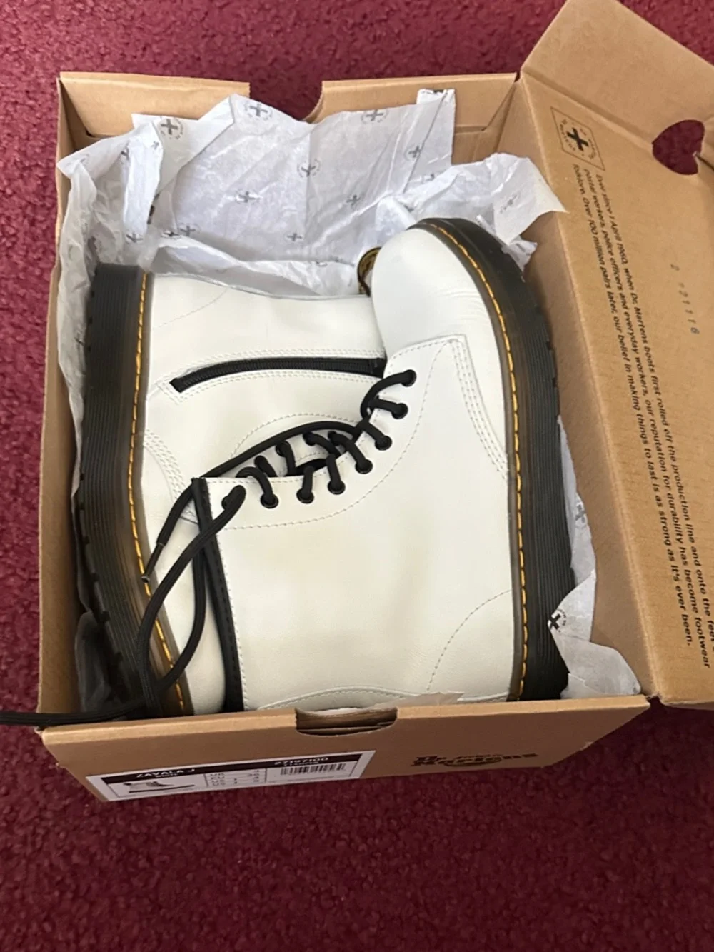 Dr. Martens White Leather Combat Boots Big Kid Youth Size 4
